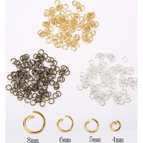200pc Open Jump Rings Bulk Split Rings Lot 4mm 5mm 6mm 8mm Iron Split Rings Necklace Findings End Connectors Jewelry Accessories