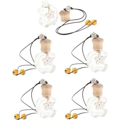 5Pcs LITTLE CLEAR GLASS SCENT PERFUME BOTTLE AROMIZER AIR FRESHENER APPLE SHAPED PORTABLE AND REFILLABLE 12ML