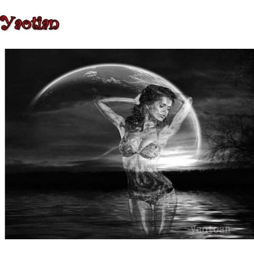 Diy Diamond Painting Moon Woman Fantasy Art Landscape 5D Full Square Drill Cross Stitch Kit Diamond Embroidery Mosaic Decoration