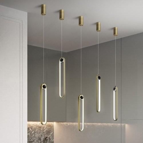 American led line pendant lights modern minimalist ring hanging lamp living room bedroom kitchen stair light fixtures home decor