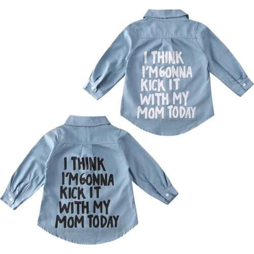 2-7Y Toddler Baby Kid Girl Boy Letter Shirts Long Sleeve Blouses Casual Autumn Spring Children Girls Boys Clothes