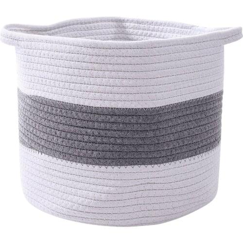 Large Storage Basket Woven Cotton Rope Laundry Hamper with Double Handles for Diaper Clothing Toy