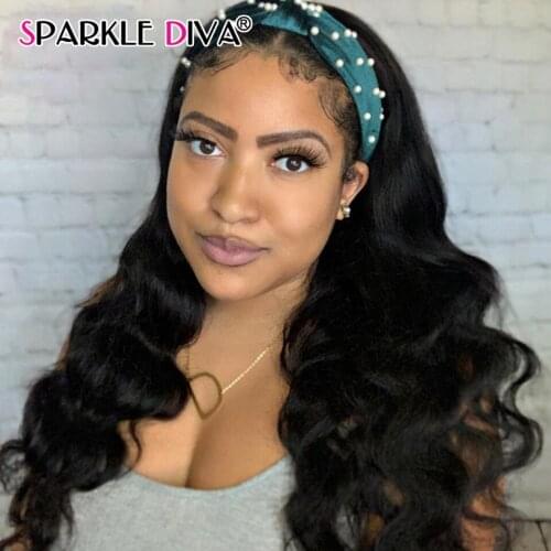 Brazilian Body Wave Headband Wig With 360 Bangs Remy Human Hair Wigs For Women 150 Dens Scarf Wig Glueless Full Machine Made Wig
