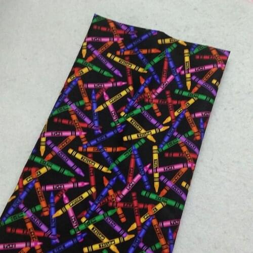 Brand New Black Colorful Crayon Pencil Printed Cotton Fabric 003 Fabric Patchwork for Cloth Dress Party Home Decor