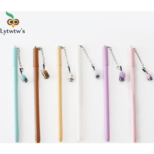 1 Piece Korean Stationery Cute Pearl Milk Tea Gel Pen School Office Kawaii Supply Creative Juice Lovely Sweet japanese