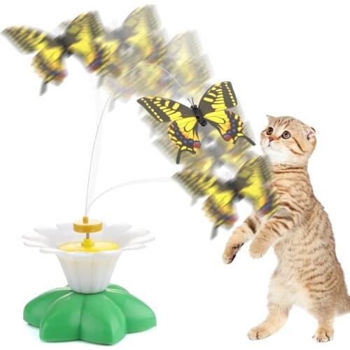 Cat Toys Electric Rotating Colorful Butterfly Funny Pet Seat Scratch Interactive Training Toy For Cats Kitten