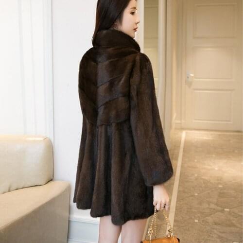 Imported mink long section 2019 womens outerwear coats winter new slim mink fur coat
