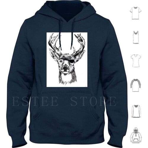 Jagermeister Hoodies Long Sleeve Jagermeister Pirate Deer Animal Drank Antlers Cross