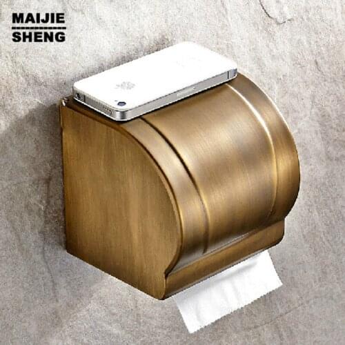 Box hand paper box in bathroom Whole brass Antique bathroom paper holder with full cover brass tissue