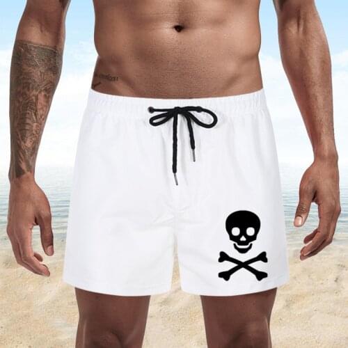 Summer Men Swimwear Swim Shorts Trunks Beach Board Shorts Swimming Pants Swimsuits Men Skull Running Sports Print Surffing Short