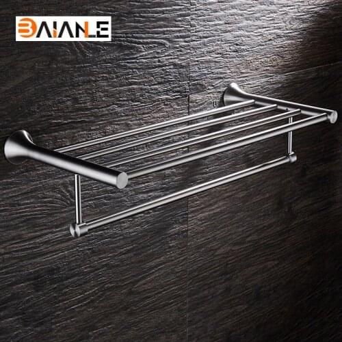 Bathroom Towel Rack Stainless Steel Brushed wall-mount towel Holder towel Shelf acessorios