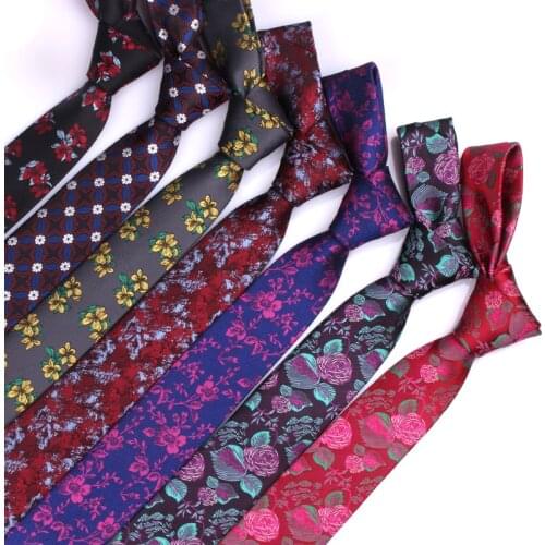 New Jacquard Woven Ties For Men Floral Classic Neckties Fashion Polyester Slim Mens Necktie For Gifts Wedding Suit Tie 6cm Width