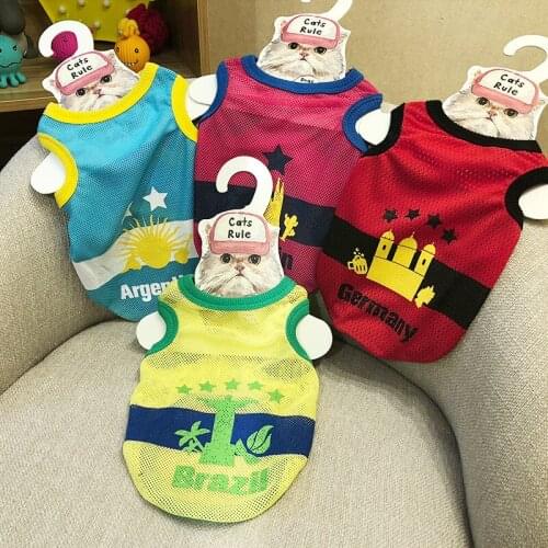 2020 Dog Clothes Super Breathable Soccer Jersey Dogs Football Costume Argentina Spain Germany Brazil Cat Outdoor Sportswear