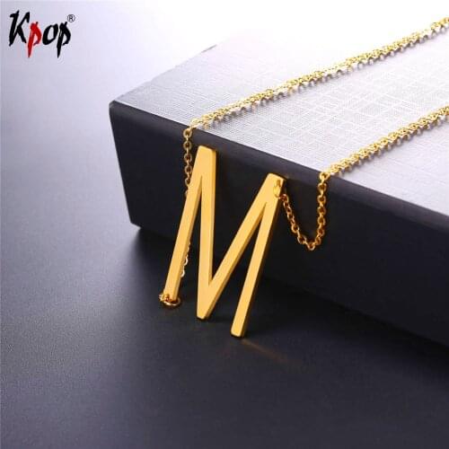 Kpop Stainless Steel Letter M Pendant With Chain Choker Gold/Black Color For Man/Woman Clavicle Chain Necklace Jewelry P2614