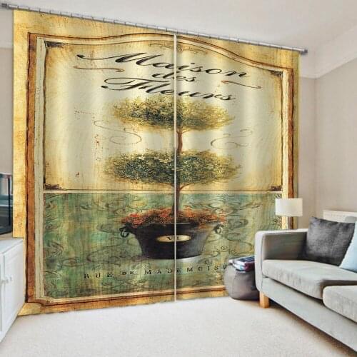 Retro yellow curtains Bedroom living room windproof thickening blackout fabric Thickened blackout curtains