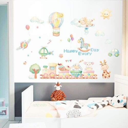 Happy Little Train Cartoon Childrens Room Decal Decoracion Habitacion Adolescente Wall Sticker Vinyl wallpaper sticker