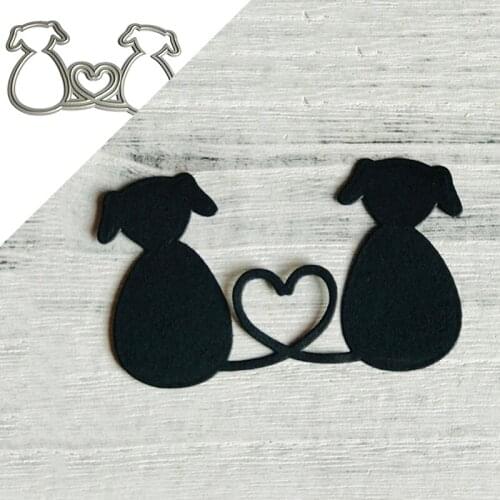 Dog Cat Love Heart Metal Die Cutting For Household DIY Scrapbooking Photo Album Decorative Embossing Folder Paper Cards Crafts