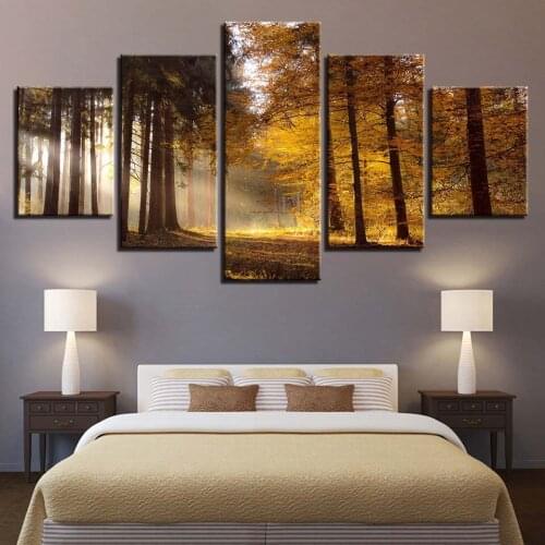 Modern Canvas Pictures Living Room Corridor Decor Painting 5 Pieces Forest Snow Frame HD Printed Wall Art Modular Scenery Poster