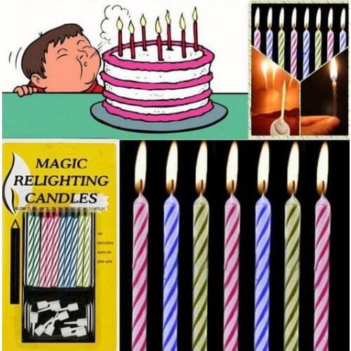 Magic Funny Relighting Joke Birthday Party Candles Cake Accessory Festive Holiday Wedding supplies cake topper decorations
