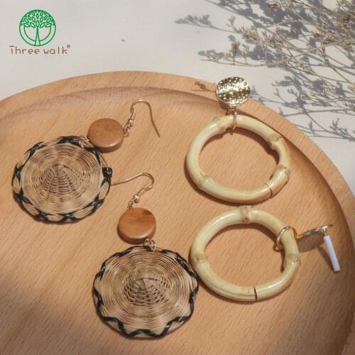 Top Quality Real Bamboo Earrings For Women Ladies Hoop Earrings Female Jewelry
