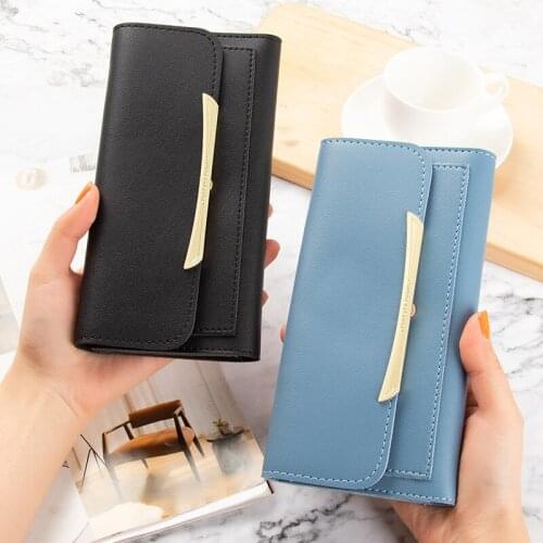 Womens Wallet Solid Color Metal Hasp Female Fashion Long Coin Purses Ladies Multiple Card Holder Clutch Bag For Phone