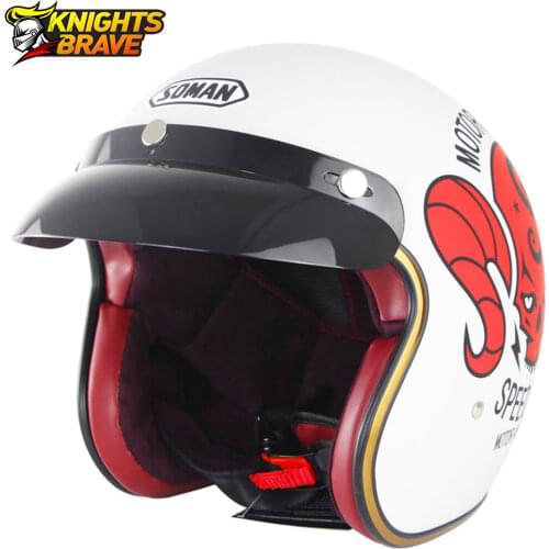 SOMAN Retro Motorcycle Helmet 3/4 Open Face Casco Moto Summer Electric Bicycle Helmet Casco Vintage Helmet DOT Certification
