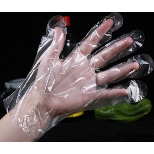 100pcs Disposable Transparent PE Gloves Kitchen Accessories Thicked Restaurant Kitchen Beauty Hairdressing Plastic Gloves