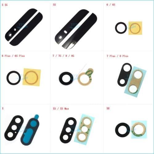 2pcs For iphone 5 5G 5S 6 6S Plus 7 7G 8 8G Plus X XS Max XR Back Rear Camera Glass Lens With Adhesive Replacement Parts