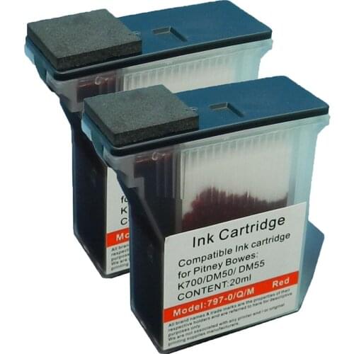 2 Pack Red Compatible Fluorescent 797-0 Postage Meter Ink for Pitney Bowes 797-0 K700 Mailstation2 K7M0 Postage Meters ink
