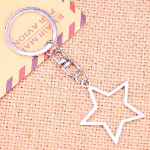 20pcs New Fashion Keychain 37*35 mm hollow star Pendants DIY Men Jewelry Car Key Chain Ring Holder Souvenir For Gift