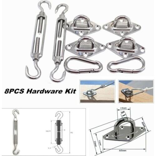 40PCS Silver Stainless Steel Hardware Kit Sun Sail Shade Canopy Fixing Fittings Accessory For Sunshade Sail Fixing Accessories