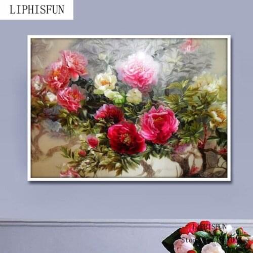 5D Diy Diamond Painting Peony Flower Restaurant Wall Decor Landscape Embroidery Resin Square Rhinestones Sets Home Decor