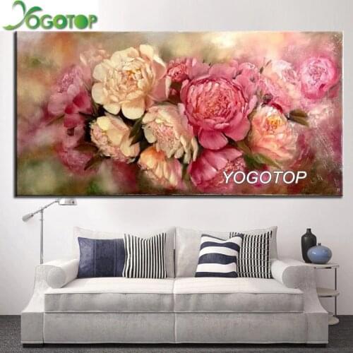 Large 5D Diy Daimond Painting pink Flowers Peony 3D Diamond mosaic kit Full Rhinestone love picture Embroidery Diamant YY2490