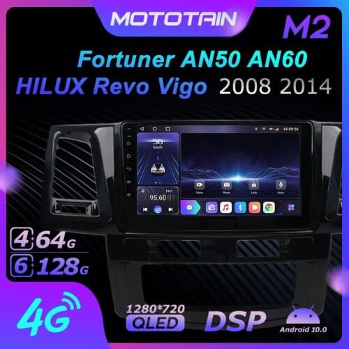 Mototain Autoradio automotive Radio 2 Din for Toyota Fortuner AN50 AN60 HILUX Revo Vigo Android 10.0 Multimedia 4G LTE 6G 128G