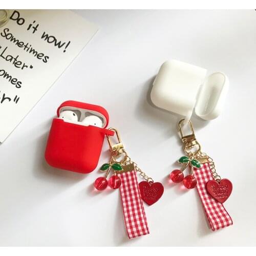 Crystal Cherry Charm Headset Case for Airpods Earphone Protect Cover Silicone Bluetooth Wireless Earphone Cover For Airpods Pro