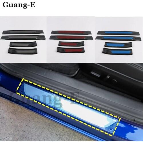 Car Styling Cover Pedal Door Sill Scuff Plate Cover External Threshold Hoods 4pcs For Tesla Model 3 Model3 2018 2019 2020