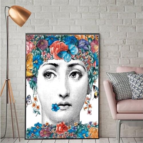 Flowers Lady Face Posters and Prints Canvas Painting Wall Art Pictures Paintings for Living Room Home Decorative