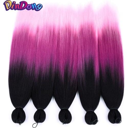 DinDong Pre Stretched Ombre Easy Jumbo Synthetic Braiding Hair Crochet Purple Pink Blue Hair Extensions Jumbo Braids