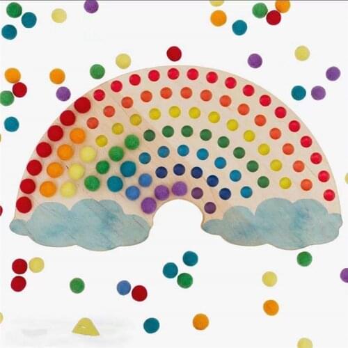 Rainbow Board with Clip Color Sorting Sensory Toys Kids Nordic Wood Toys Baby Montessori Educational Wooden Toys for Children