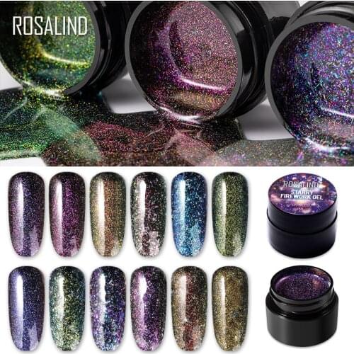 ROSALIND Gel Nail Polish Starry Firework Bright For Glitter Painting Nail Art Design UV Top Base Primer Nails For Manicure