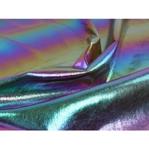 Hologram Iridescent Color Textured PU Fabric Soft Feeling Clothes Bags Shoes Making 150cm Wide