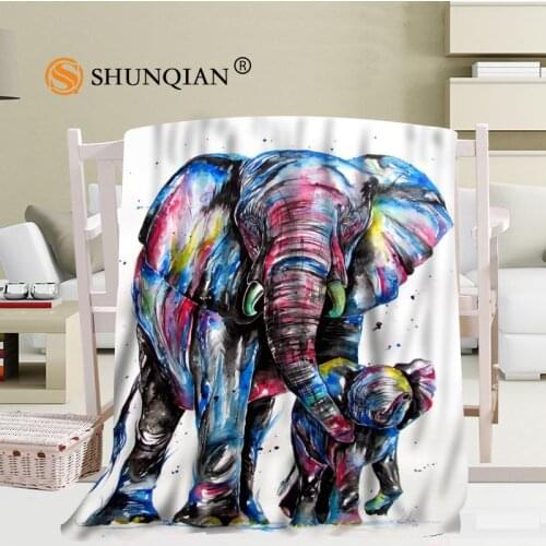 Art Colourful ELEPHANT Blanket Soft DIY Sofa Bed Throw Blanket Kid Adult Warm Custom Blanket 56x80Inch50X60Inch40X50Inch