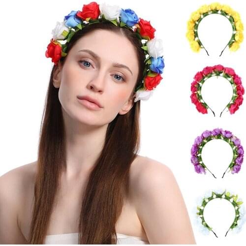 Girl Floral Crown Artificial Rose Flower Headband Hairband Wedding Hair Garland Headpiece