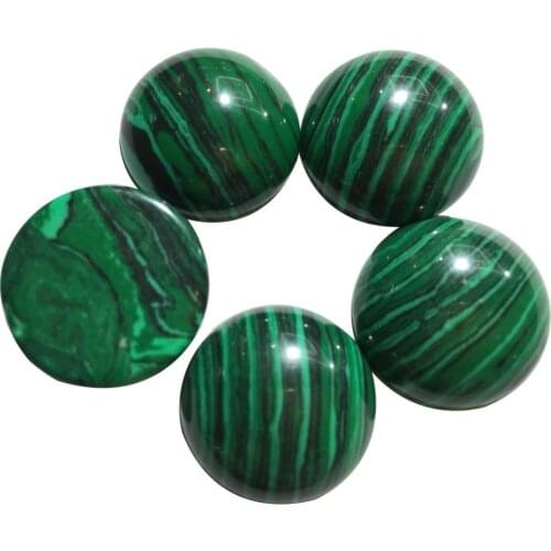 Free Shipping Women Fashion Jewelry 5pcs Wholesale 14mm 15mm 16mm 18mm 20mm 25mm Green Malachite Round Beads Cabochon CAB C8273