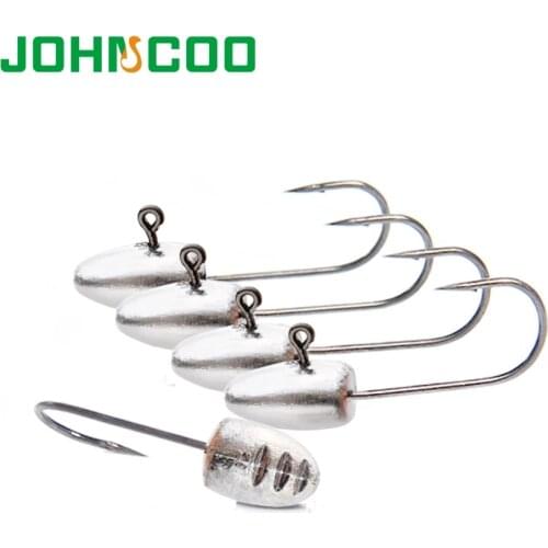 JOHNCOO 10pcs Lead Head Hook 2g 3g 5g 7g 10g Jig Head Hook Soft Lure Worm Jigging Hook Rockfish Hook