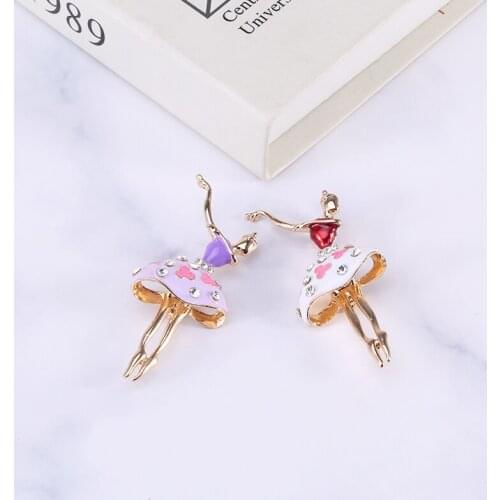 Sweet Style Cute Dancing Ballerina Dancer Crystal Rhinestone Brooch Ladies Coat Brooch Jewelry Brooch Fashion Wedding Jewelry