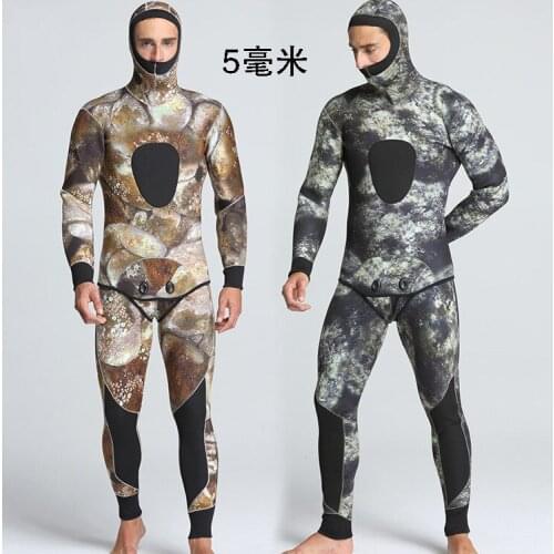 Men 5MM Two Pieces Neoprene Warm UnterWater Swimming WetSuit Scuba Snokeling Water Sports Spearfishing Surfing DivingSuit Hooded