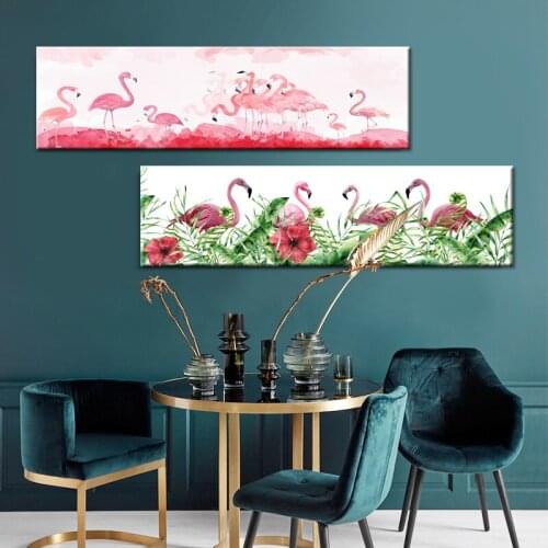 Nordic Flamingo Flower Wall Art Canvas Poster Pink Minimalist Print Painting Scandinavian Decoration Picture Living Room Decor