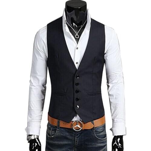 2018 New Arrival Cotton Suit Vest Men Fashion Slim Fitness Mens Waistcoat Blazer Tops Dress Vests For Men