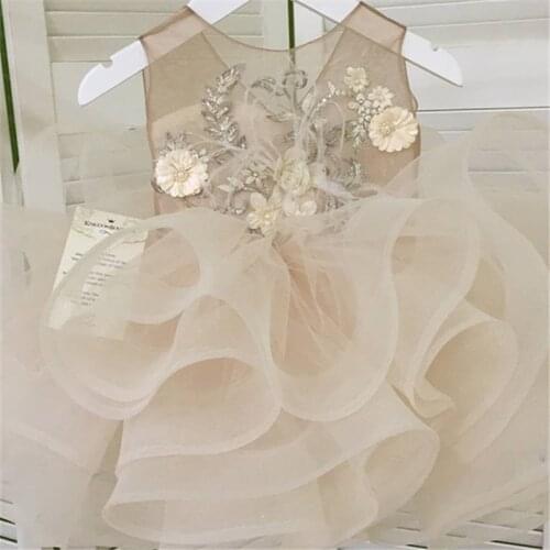 New Arrival Flower Girl Dress 2019 First Communion Dresses For Girls Short Sleeve Belt With Flowers Customized